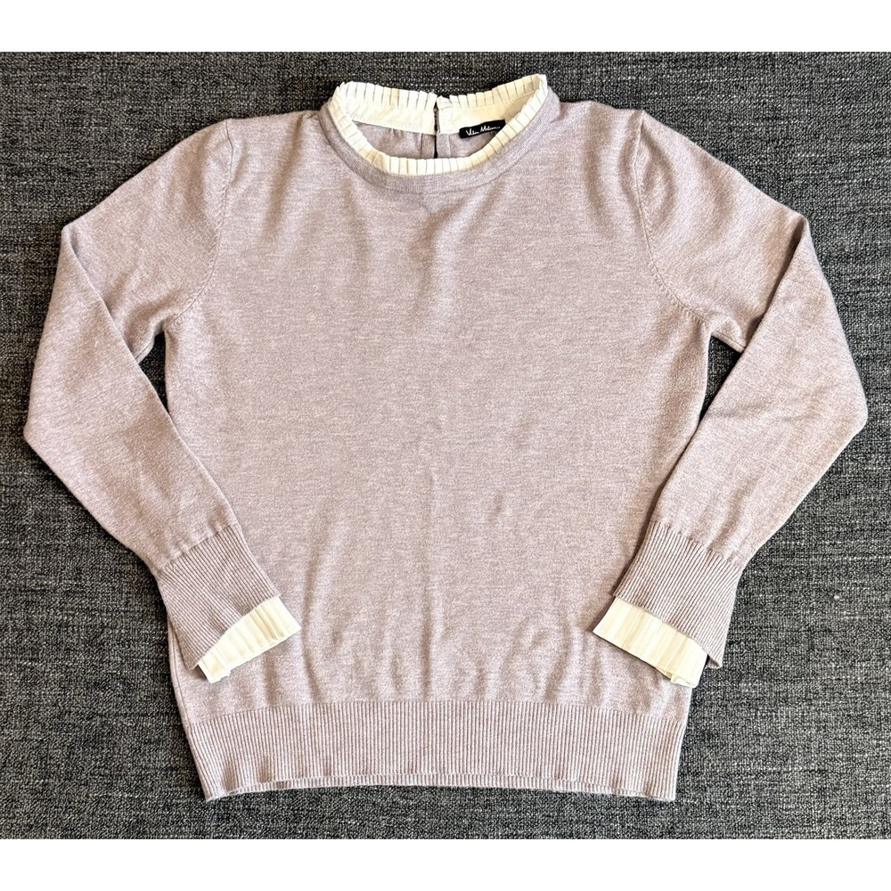 WOMEN's VILA MILANO RIBBED TRIM Mock Layer Sweater Size Lg